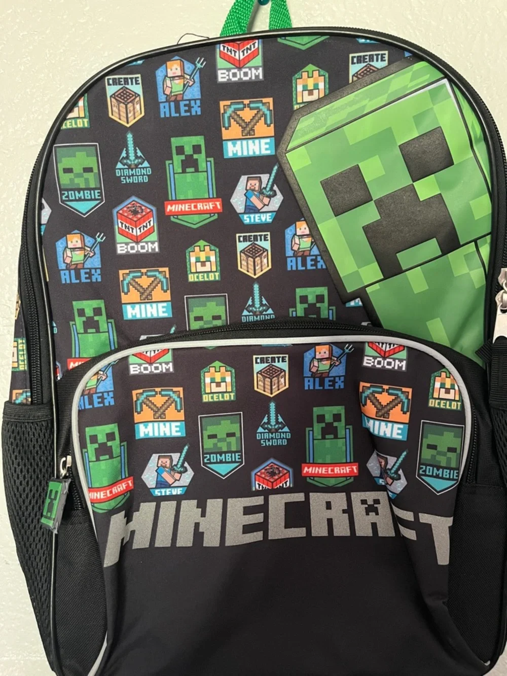 Minecraft Kids Backpack with Green Creeper Graphic - Official - Picture 2 of 8